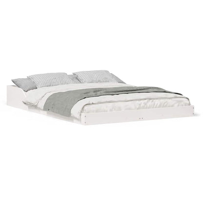 Sengestel Hvid 140 190 Cm Massivt Fyrretræ - Billede 4