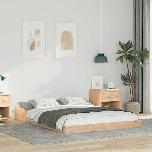 Sengestel Brun 135 190 Cm Massivt Fyrretræ - Hovedbillede