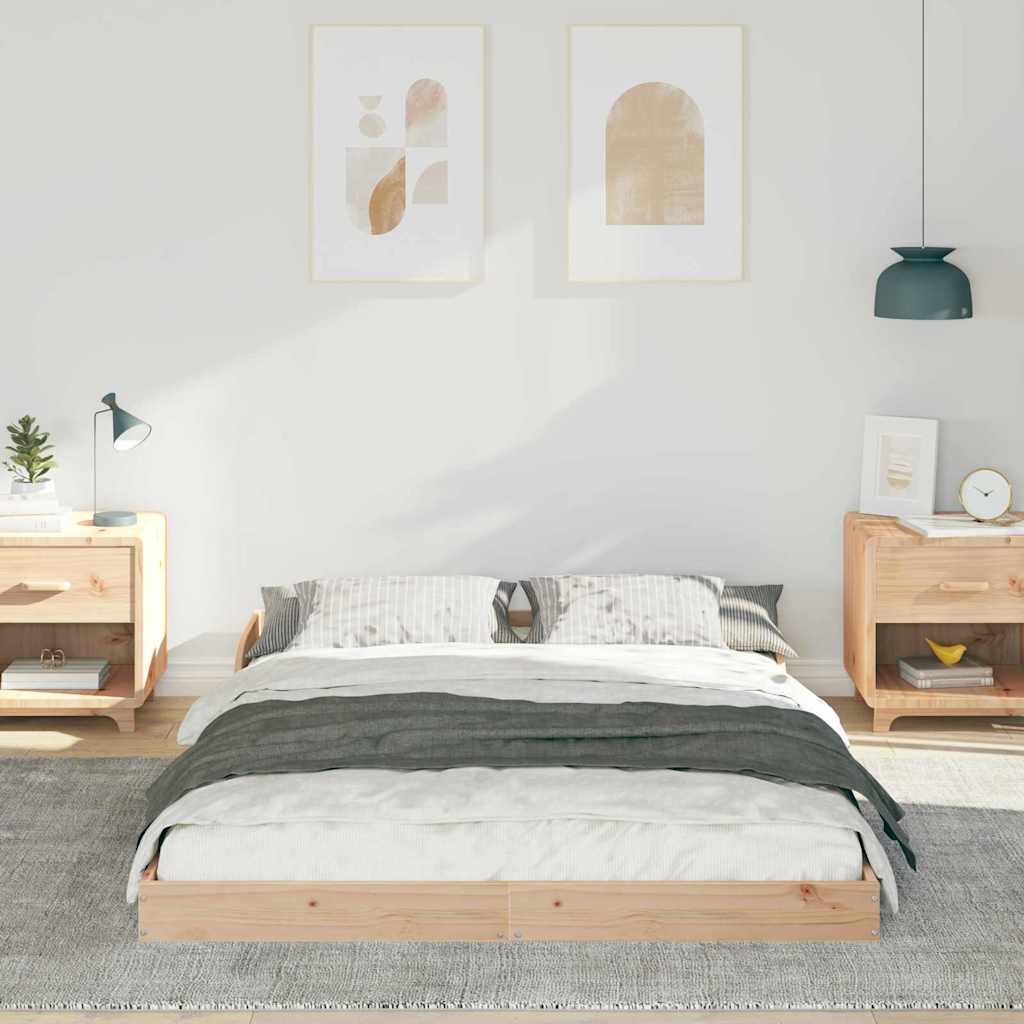 Sengestel Brun 135 190 Cm Massivt Fyrretræ - Billede 5