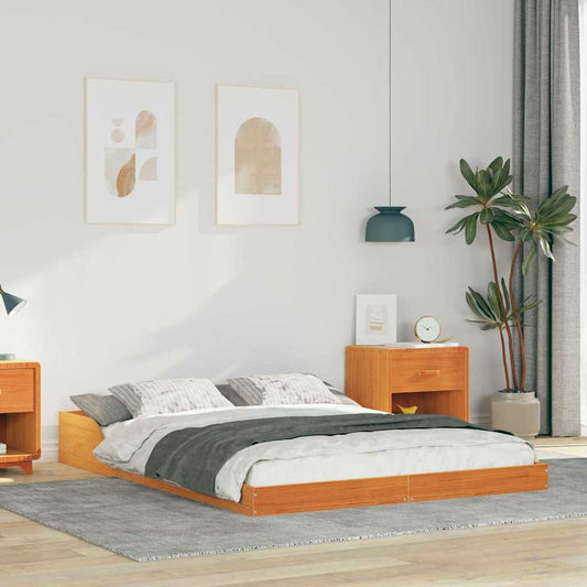 Sengestel Gyldenbrun 135 X 190 Cm Massivt Fyrretræ - Hovedbillede