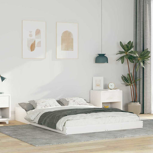 Sengestel Hvid 120 X 190 Cm Massivt Fyrretræ - Hovedbillede