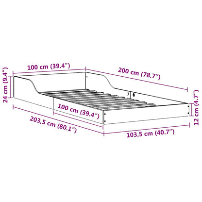 Sengestel Brun 100 X 200 Cm Massivt Fyrretræ - Billede 10