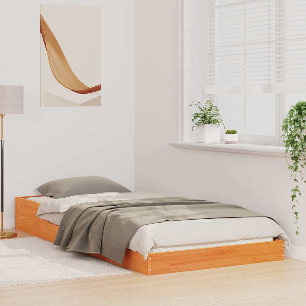 Sengestel Gyldenbrun 100 X 200 Cm Massivt Fyrretræ - Billede 4