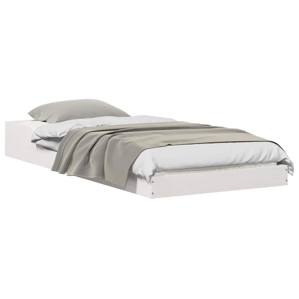 Sengestel Hvid 90 200 Cm Massivt Fyrretræ - Billede 3