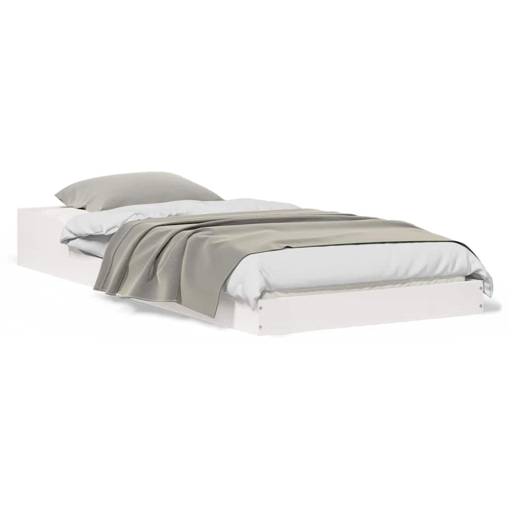 Sengestel Hvid 90 200 Cm Massivt Fyrretræ - Billede 4