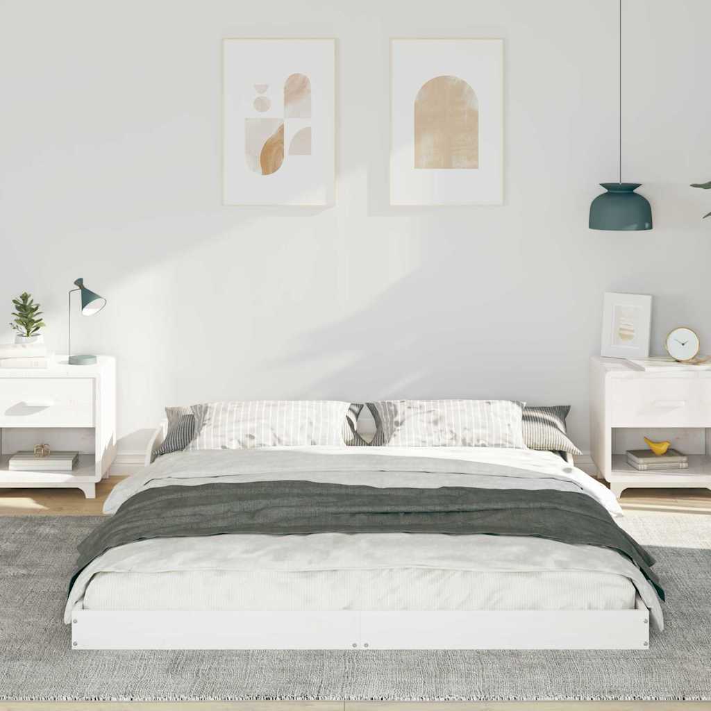 Sengestel Hvid 160 210 Cm Massivt Fyrretræ - Billede 5