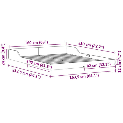 Sengestel Hvid 160 210 Cm Massivt Fyrretræ - Billede 10