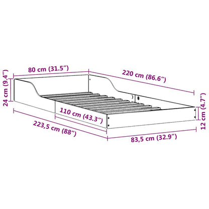 Sengestel Hvid Massivt Fyrretræ - Billede 10