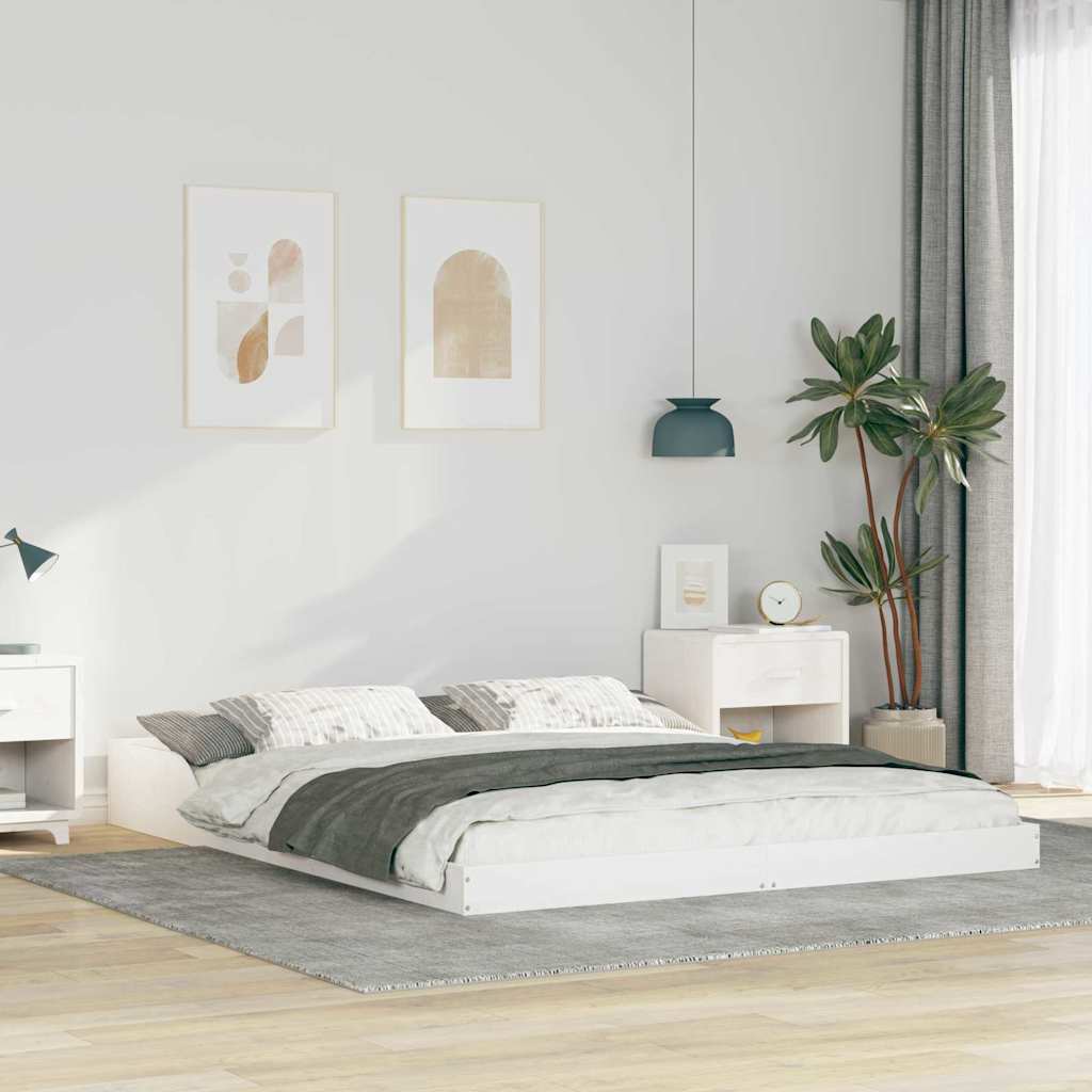 Sengestel Hvid 160 220 Cm Massivt Fyrretræ - Hovedbillede