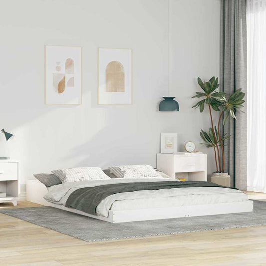 Sengestel Hvid 160 220 Cm Massivt Fyrretræ - Hovedbillede