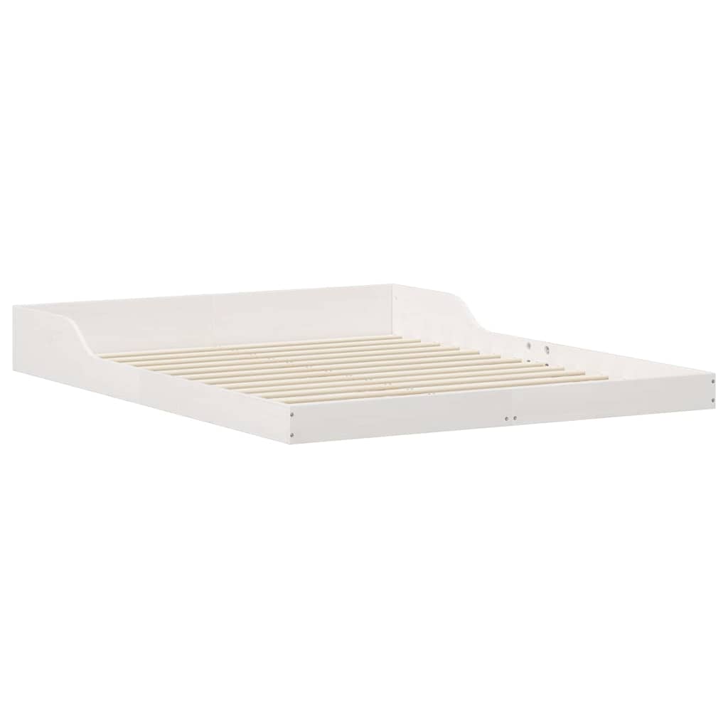 Sengestel Hvid 160 220 Cm Massivt Fyrretræ - Billede 2