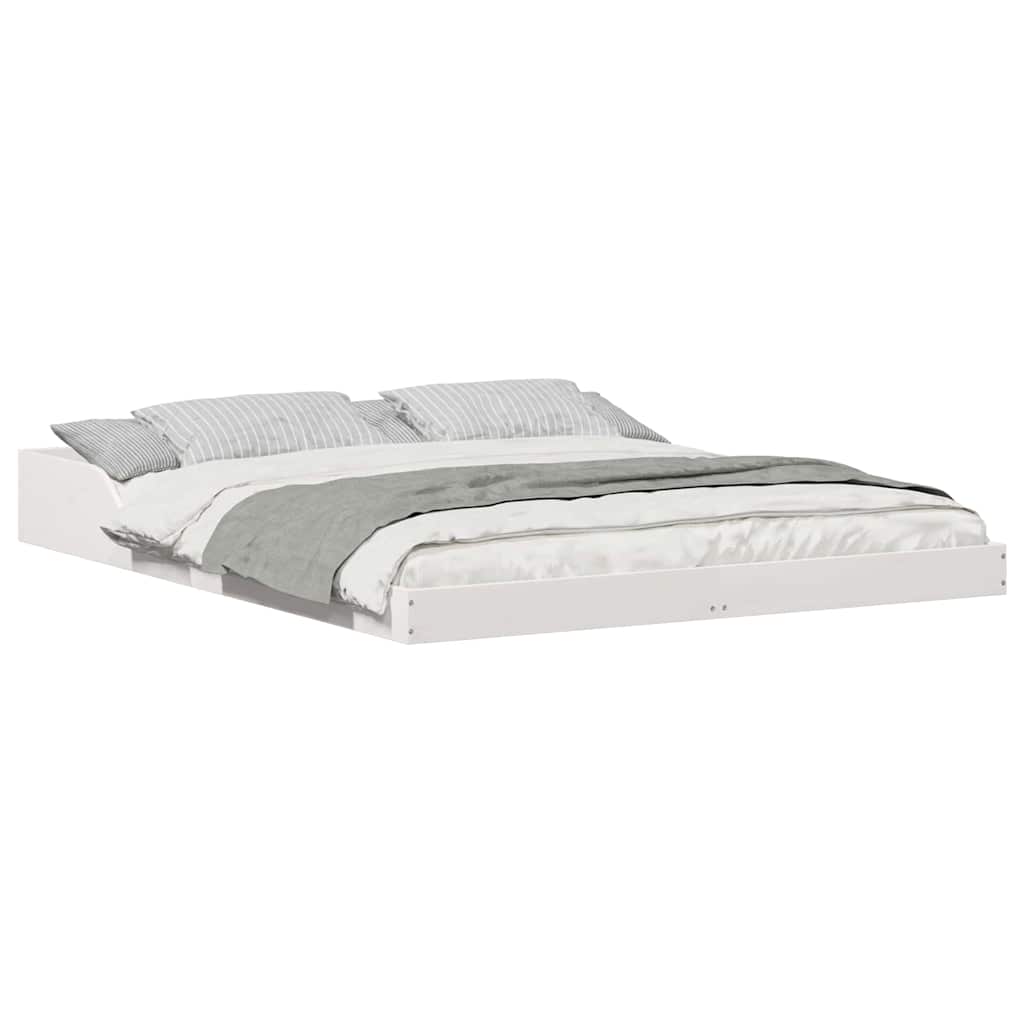 Sengestel Hvid 160 220 Cm Massivt Fyrretræ - Billede 3