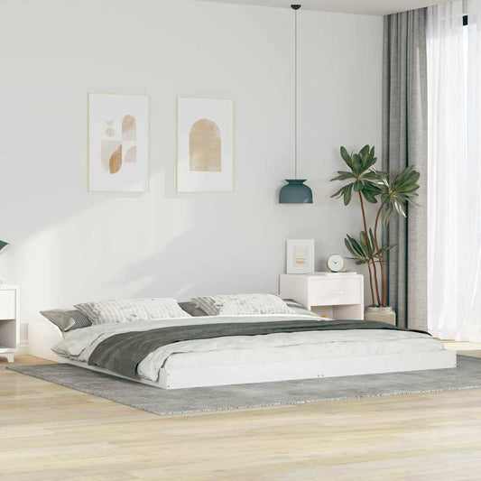 Sengestel Hvid 200 220 Cm Massivt Fyrretræ - Hovedbillede