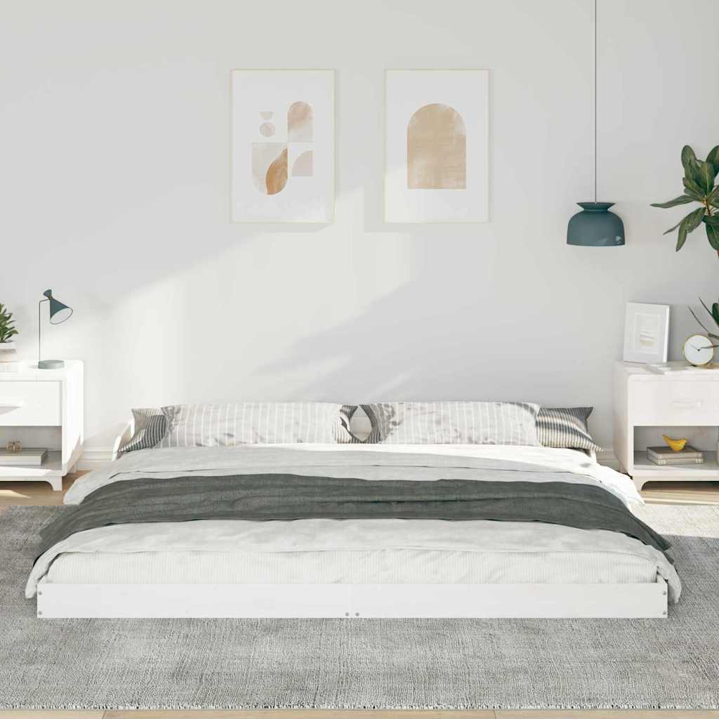 Sengestel Hvid 200 220 Cm Massivt Fyrretræ - Billede 5