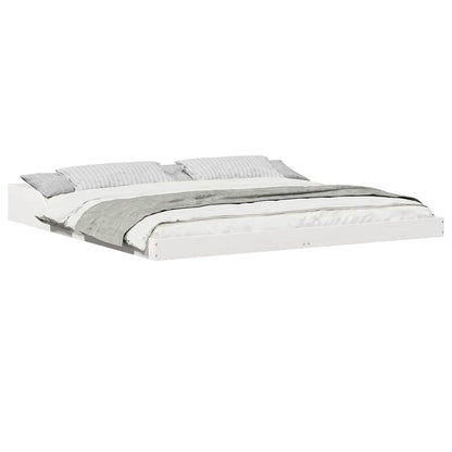 Sengestel Hvid 200 220 Cm Massivt Fyrretræ - Billede 3