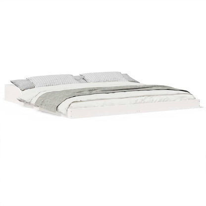 Sengestel Hvid 200 220 Cm Massivt Fyrretræ - Billede 4