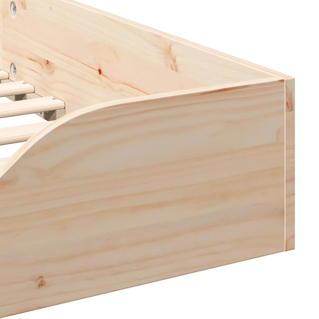 Gulv Seng Ramme Brun 90 X 200 Cm Massivt Fyrretræ - Billede 9