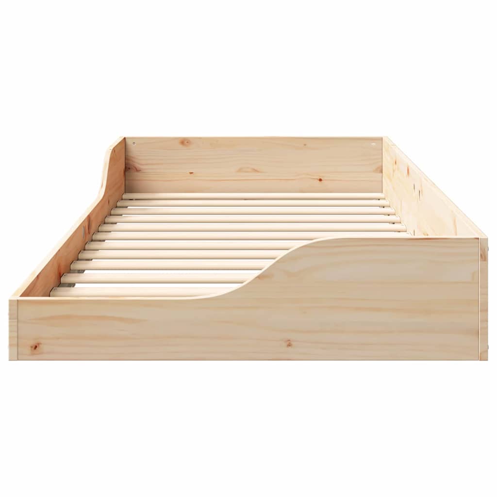 Gulv Seng Ramme Brun 90 X 200 Cm Massivt Fyrretræ - Billede 6