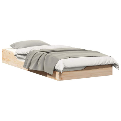 Gulv Seng Ramme Brun 90 X 200 Cm Massivt Fyrretræ - Billede 3