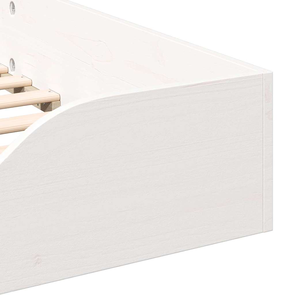 Gulv Seng Ramme Hvid 90 200 Cm Massivt Fyrretræ - Billede 9