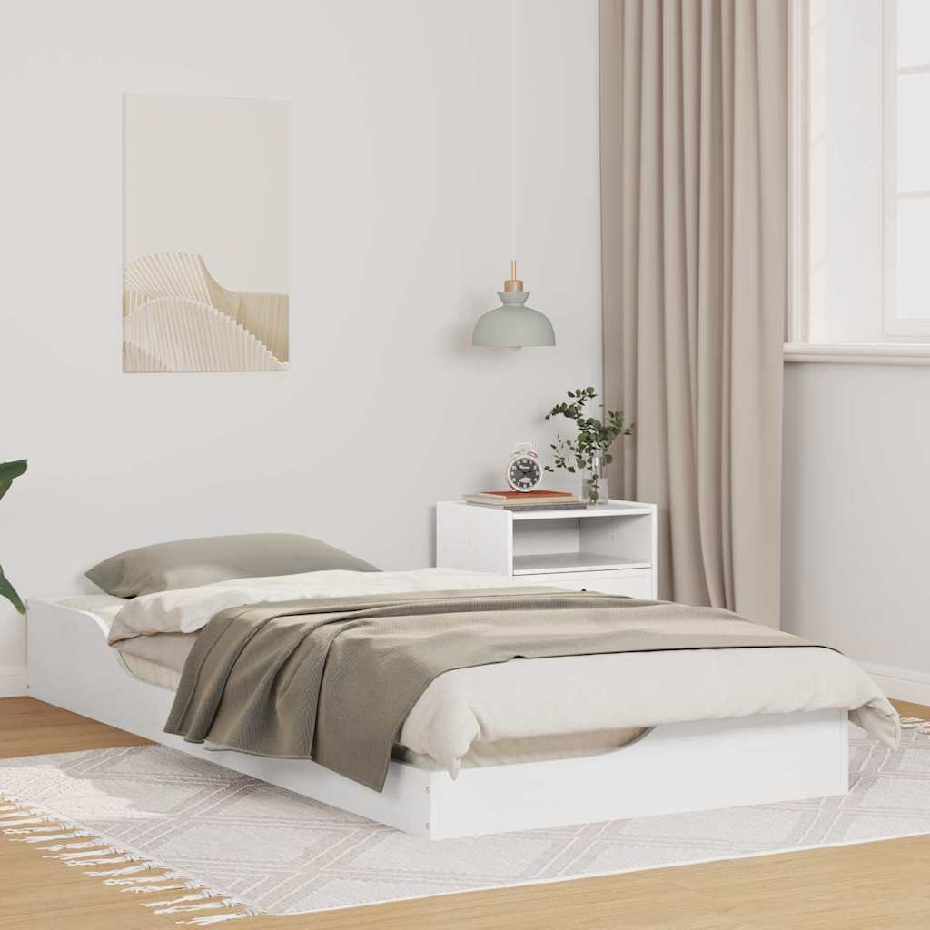 Gulv Seng Ramme Hvid 90 200 Cm Massivt Fyrretræ - Hovedbillede