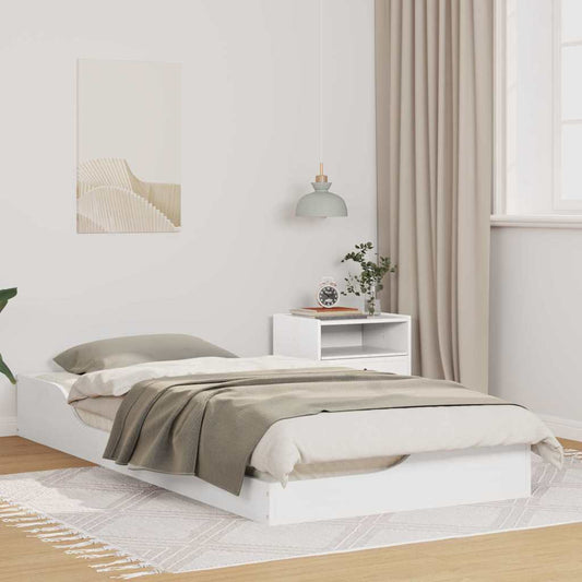 Gulv Seng Ramme Hvid 90 200 Cm Massivt Fyrretræ - Hovedbillede