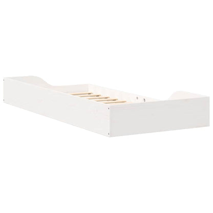 Gulv Seng Ramme Hvid 90 200 Cm Massivt Fyrretræ - Billede 8