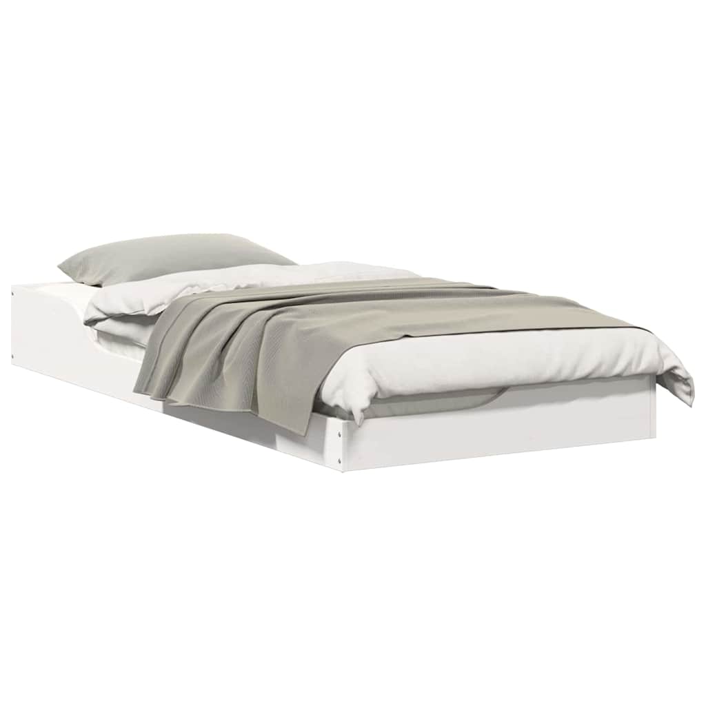 Gulv Seng Ramme Hvid 90 200 Cm Massivt Fyrretræ - Billede 3