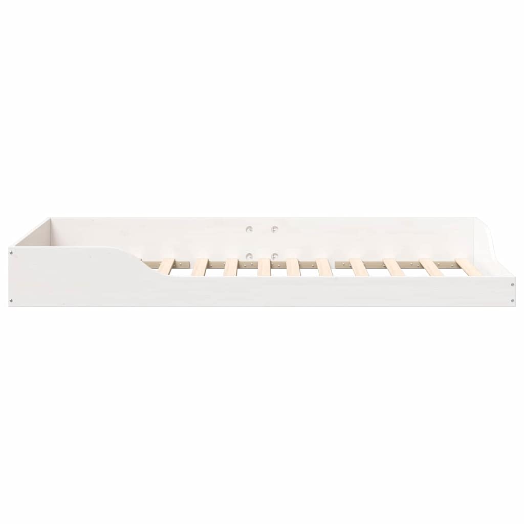 Gulv Seng Ramme Hvid 90 200 Cm Massivt Fyrretræ - Billede 7