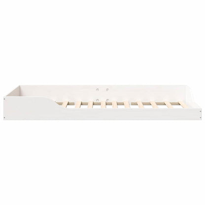Gulv Seng Ramme Hvid 90 200 Cm Massivt Fyrretræ - Billede 7
