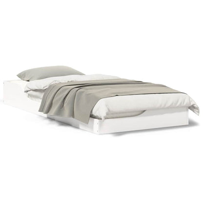 Gulv Seng Ramme Hvid 90 X 200 Cm Massivt Fyrretræ - Billede 4