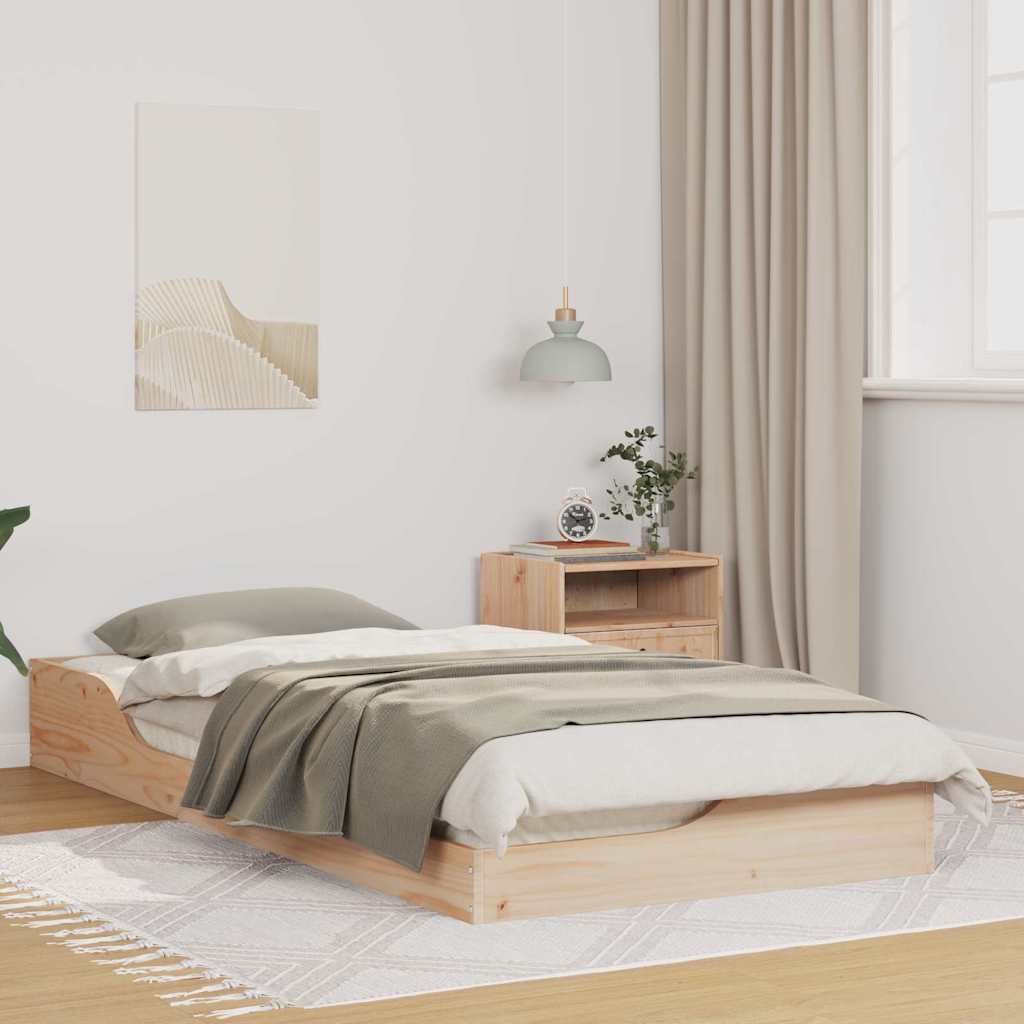 Gulv Seng Ramme Brun 80 200 Cm Massivt Fyrretræ - Hovedbillede