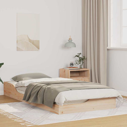 Gulv Seng Ramme Brun 80 200 Cm Massivt Fyrretræ - Hovedbillede