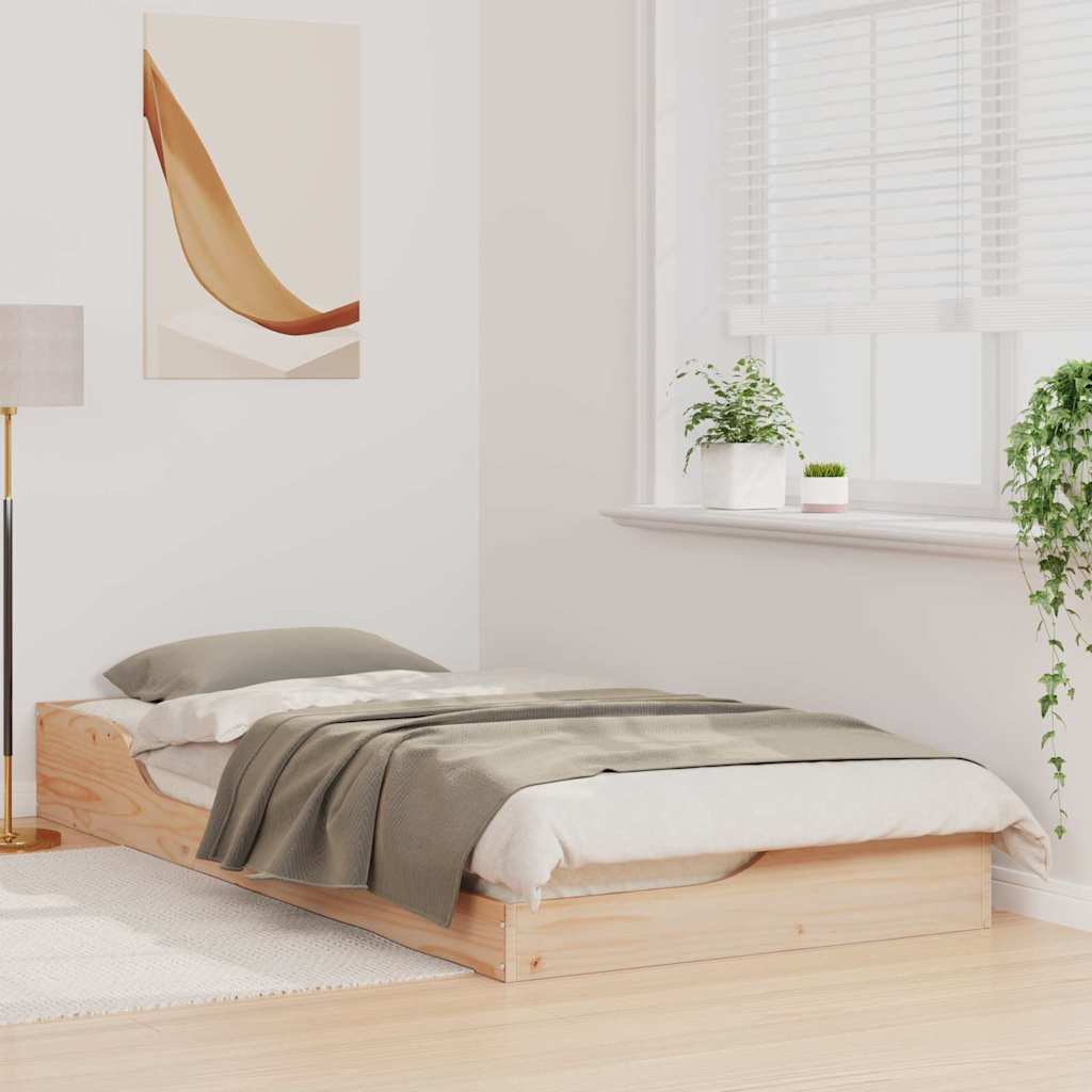 Gulv Seng Ramme Brun 80 200 Cm Massivt Fyrretræ - Billede 5
