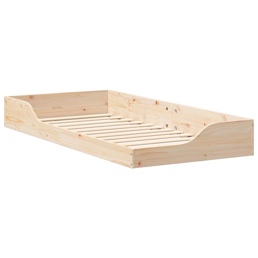 Gulv Seng Ramme Brun 80 200 Cm Massivt Fyrretræ - Billede 2