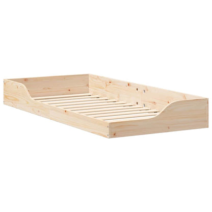 Gulv Seng Ramme Brun 80 200 Cm Massivt Fyrretræ - Billede 2