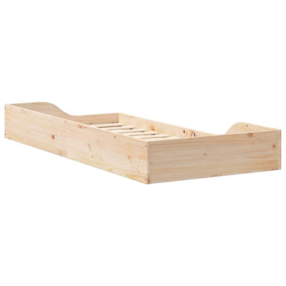 Gulv Seng Ramme Brun 80 200 Cm Massivt Fyrretræ - Billede 8