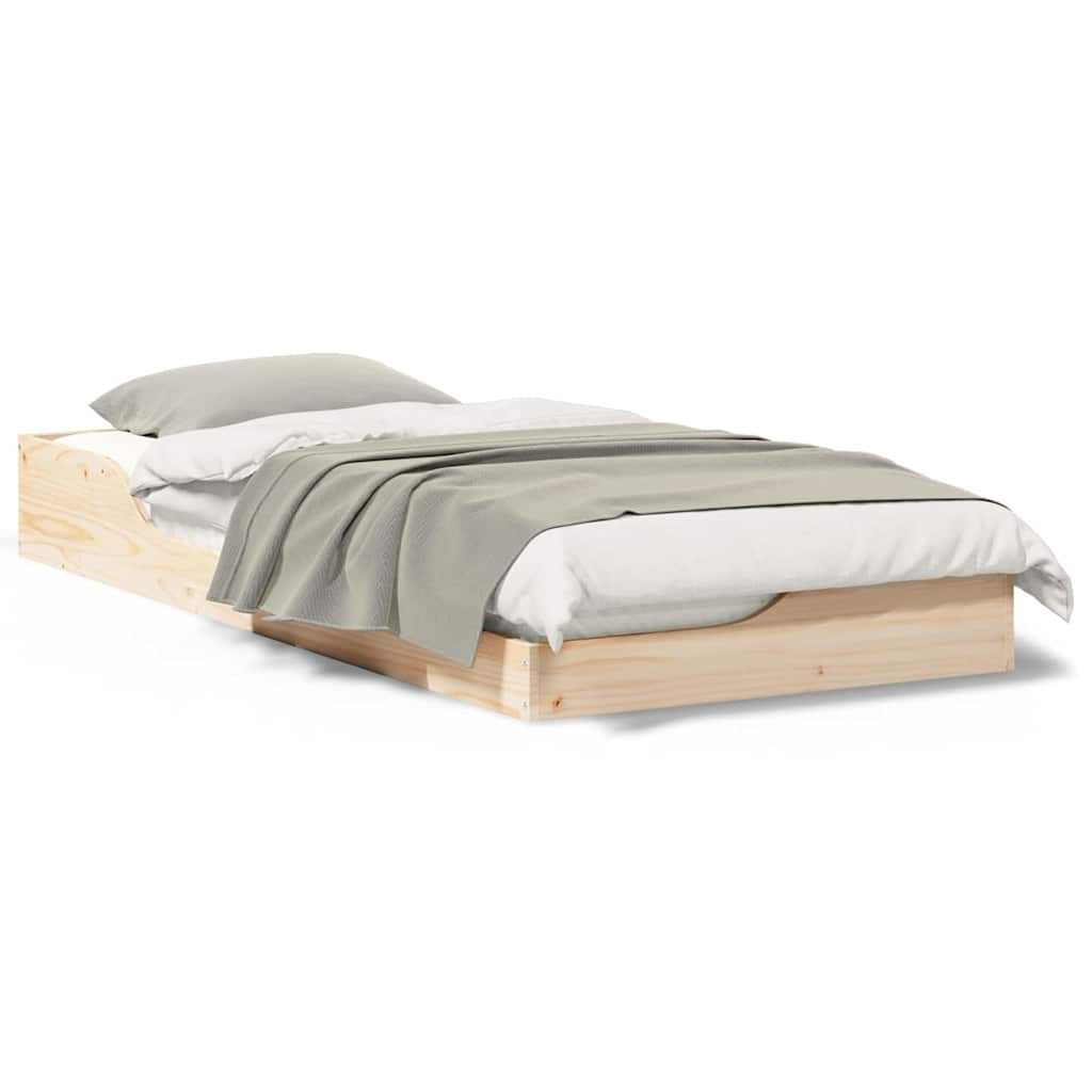 Gulv Seng Ramme Brun 80 200 Cm Massivt Fyrretræ - Billede 4