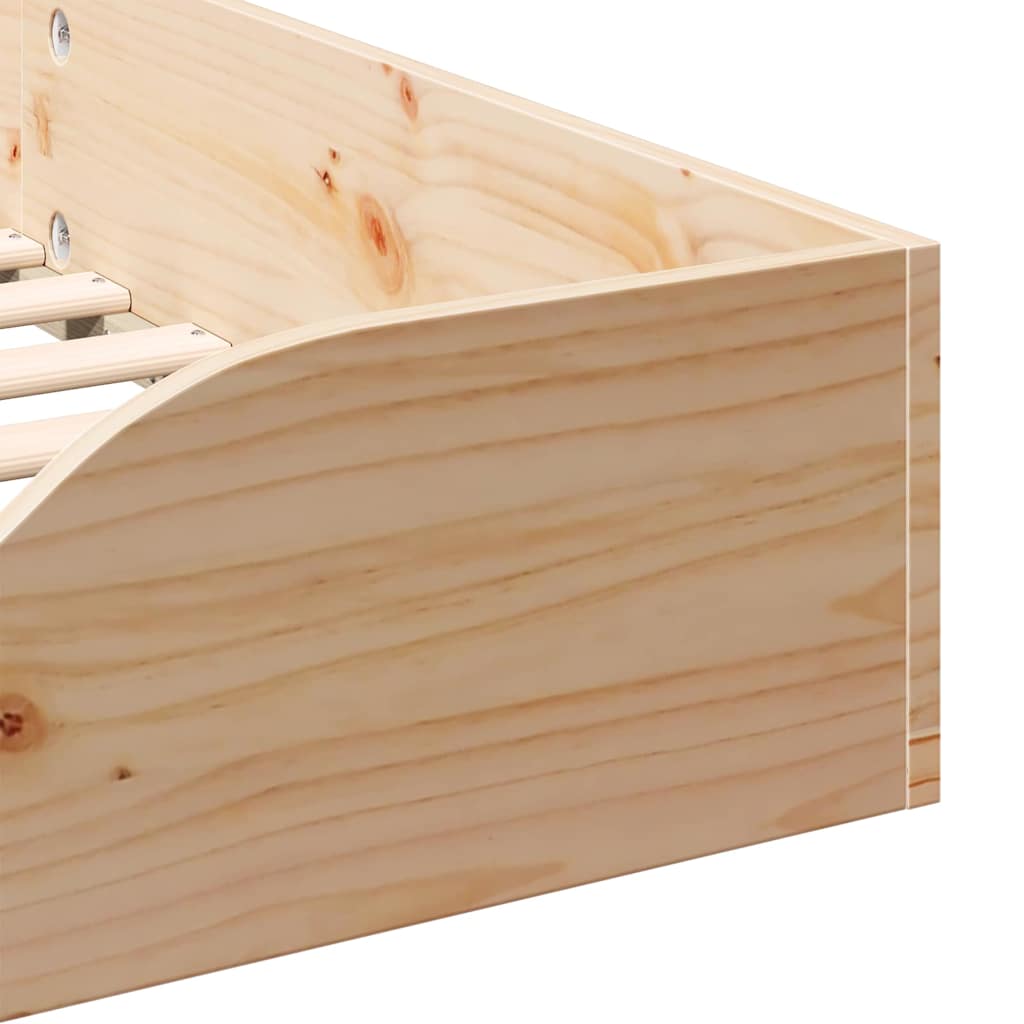 Gulv Seng Ramme Brun 90 X 190 Cm Massivt Fyrretræ - Billede 9