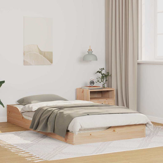 Gulv Seng Ramme Brun 90 190 Cm Massivt Fyrretræ - Hovedbillede
