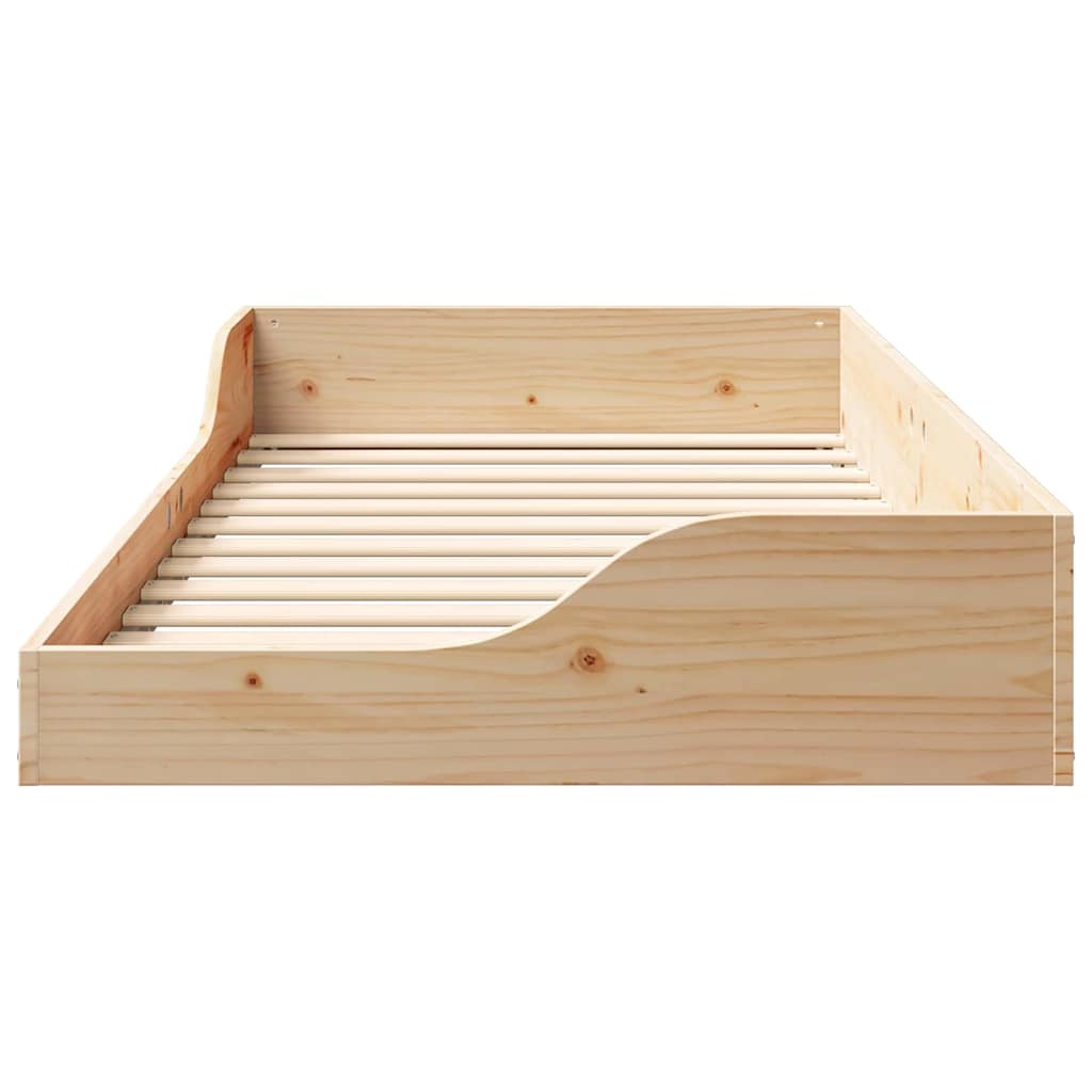 Gulv Seng Ramme Brun 90 190 Cm Massivt Fyrretræ - Billede 6
