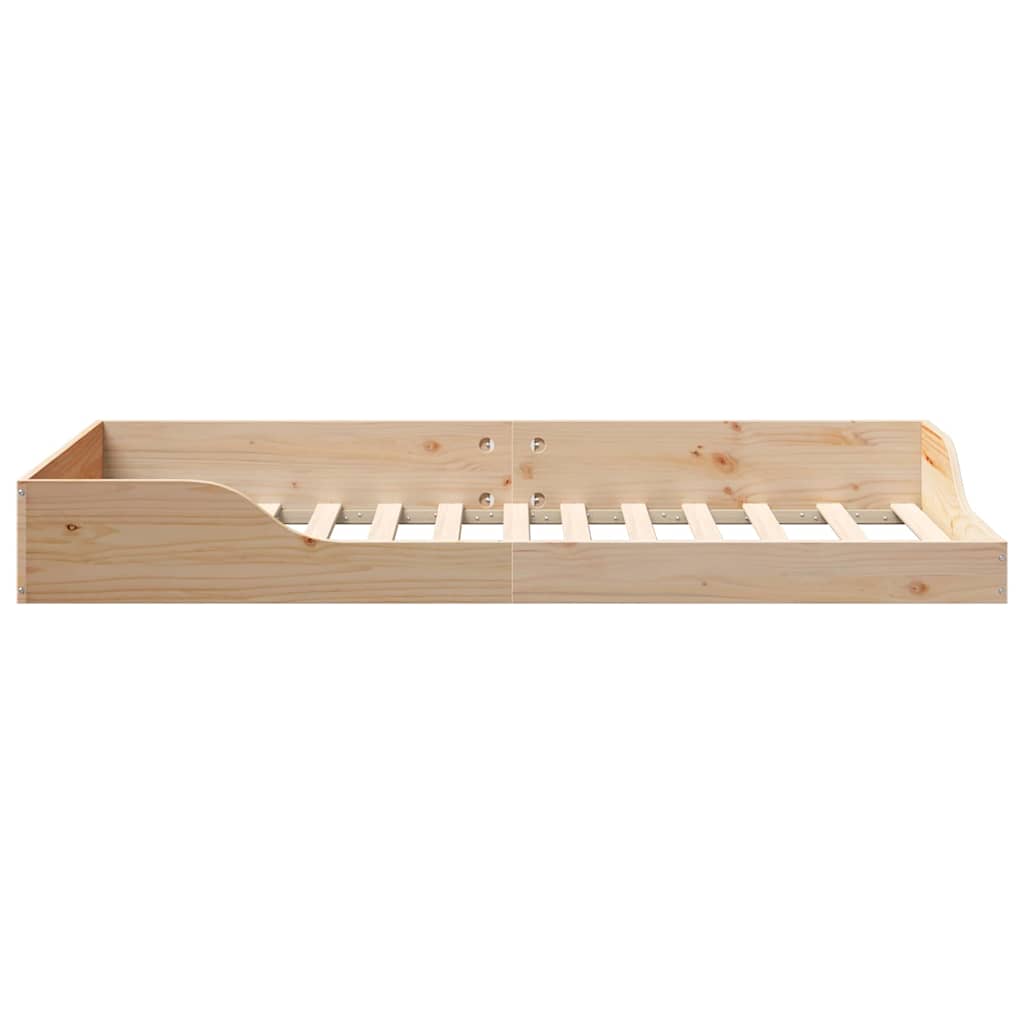 Gulv Seng Ramme Brun 90 X 190 Cm Massivt Fyrretræ - Billede 7