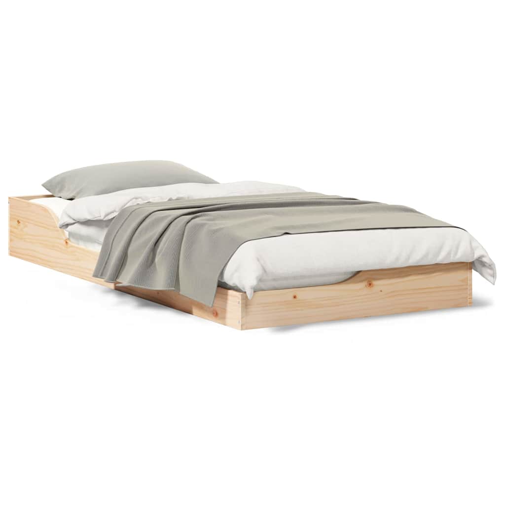 Gulv Seng Ramme Brun 90 190 Cm Massivt Fyrretræ - Billede 4