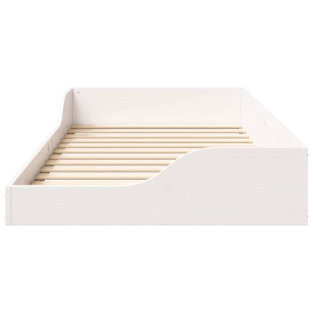 Gulv Seng Ramme Hvid 90 190 Cm Massivt Fyrretræ - Billede 6