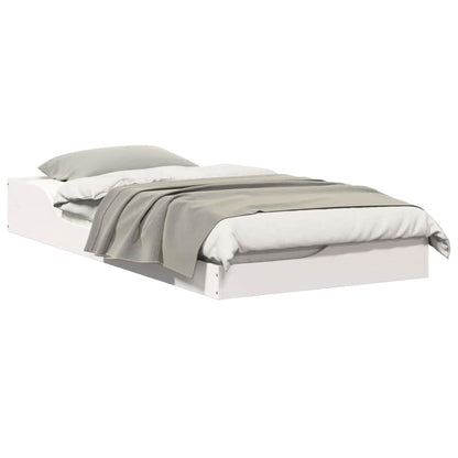 Gulv Seng Ramme Hvid 90 190 Cm Massivt Fyrretræ - Billede 3