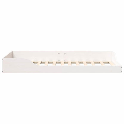 Gulv Seng Ramme Hvid 90 190 Cm Massivt Fyrretræ - Billede 7