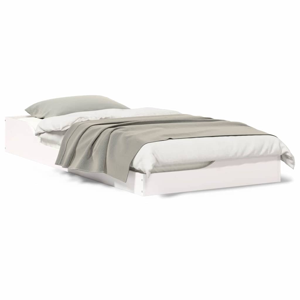 Gulv Seng Ramme Hvid 90 190 Cm Massivt Fyrretræ - Billede 4