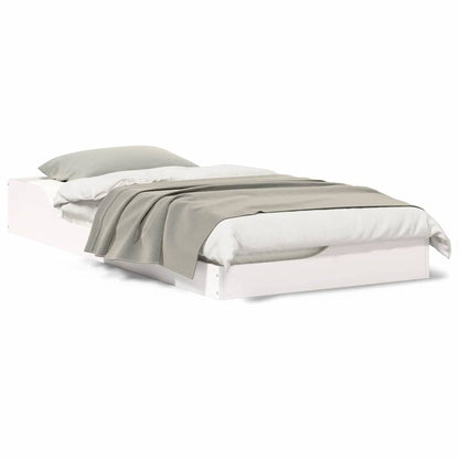Gulv Seng Ramme Hvid 90 190 Cm Massivt Fyrretræ - Billede 4