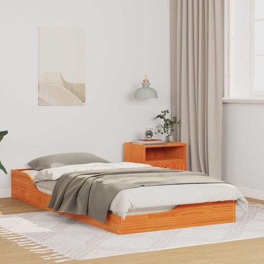Gulv Seng Ramme Gyldenbrun 90 X 190 Cm Massivt Fyrretræ - Hovedbillede