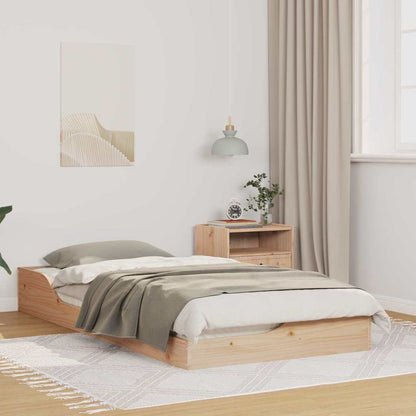Gulv Seng Ramme Brun 75 190 Cm Massivt Fyrretræ - Hovedbillede